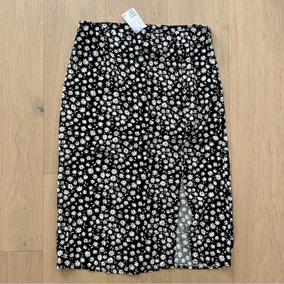 NWT H&M floral print midi skirt with slit - size 12 - Picture 1 of 4